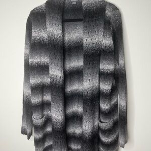 Eddie Bauer Gray Cardigan Sweater with Artistic Knit